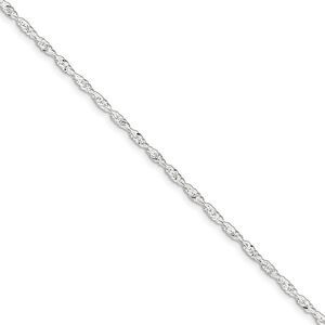 Sterling Silver 2mm Singapore Chain Anklet, 9 Inch